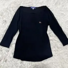 バーバリーブルーレーベル ピチティー ボートネック ブラック 刺繍 y2k