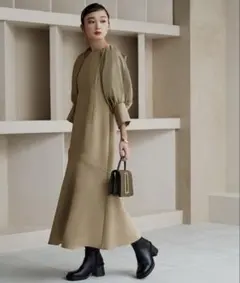 RUIRUE BOUTIQUE 美シルエットLL 立体袖Aラインワンピ