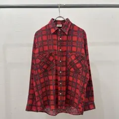 90s ファイブブラザー プリント フランネル シャツ チェック USA製 M