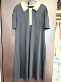黒ベージュ ポロシャツスタイル 半袖ワンピース　SHEIN