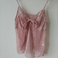 ピンク リボン付きキャミソール