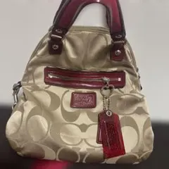 COACH ショルダーバッグ ベージュと赤