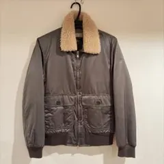 ボア襟 グレー キルティングジャケット