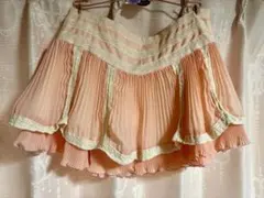 ❤︎ deicy ❤︎ アコーディオン プリーツ レース ひらミニスカート オレンジ