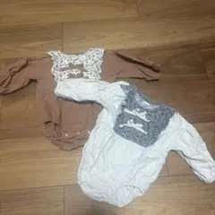 tete a tete長袖ロンパース70 双子ブラウンベージュ