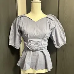 LAGUNAMOONハートネックツイストベルトブラウス（ブルー）