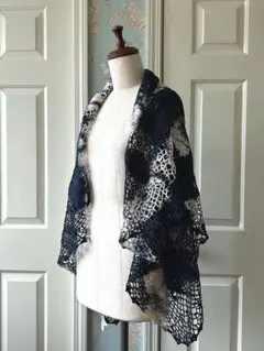 ☆未使用☆大判シルクレース編みショール ストール 美しい染め模様 刺繍 10万