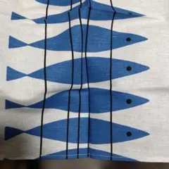 青い魚プリント綿生地♥大判キッチンクロスのサムネイル