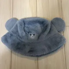 ミッキーマウス もこもこ帽子 ブルー