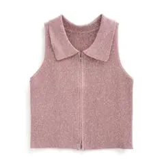 GRL ラメニットノースリーブダブルジップトップス