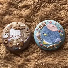 サンリオ　刺繍缶バッジ2個セット