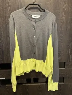 ENFOLD カーディガン グレー ネオンイエロー 38