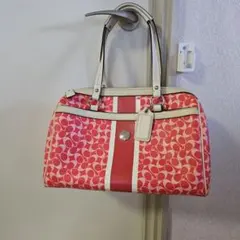 #コーチ#COACH#ボストン#バック#ハンドバッグ#ロゴ#赤#レッド