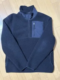 フリースハーフジップ　ブラック