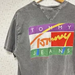 Tommy Jeans ロゴグラフィック Tシャツ　グレー　ダメージあり