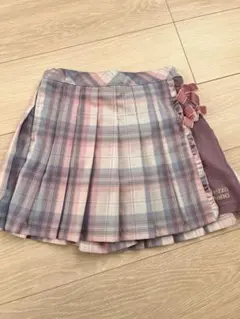 【メゾピアノ】プリーツスカート キュロット ピンク 紫 ウエスト調整可120cm