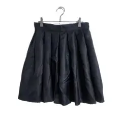 フレアスカート スエード調 黒 L ふんわり 春秋 カジュアル 上品 きれいめ