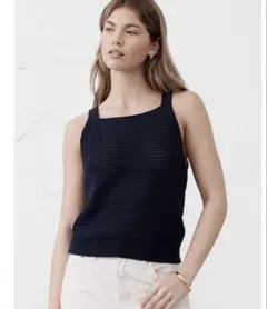 BANANA REPUBLIC ノースリーブニットタンクトップ　ネイビー　XS