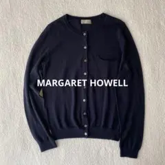 【マーガレットハウエル】薄手　カーディガン　ポケット付　ネイビー　2 日本製