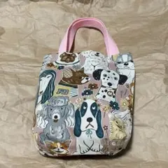 ハンドメイド　ミニトートバッグ　犬柄