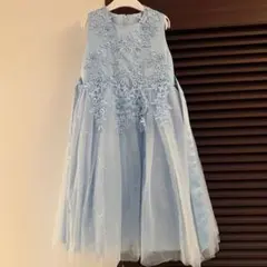 水色刺繍ノースリーブドレス