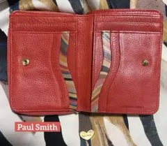 ポール・スミス Paul Smith 二つ折り本革財布 赤 ハート型ジッププルのサムネイル