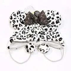 ディズニー ヒョウ柄 ファンキャップ スパンコール ホワイト ミニー