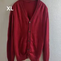 大きいサイズXLレッド Vネック カーディガン 長袖