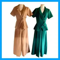 【セール中5日まで】新品2枚セット半袖ジャケット＆ワイドパンツセットアップ
