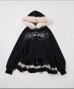 OLIVE des OLIVE ファー付きティアードパーカー 黒