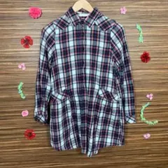 LOWRYS FARM️ ロングシャツ Mサイズ レディース 赤 白 灰のサムネイル