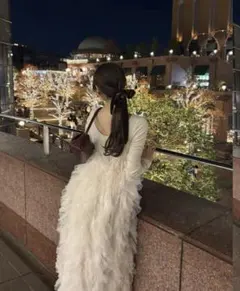 NOTRE emor ruffle tulle dress beige