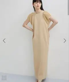 【美品】アダムエロペ　イエロー　半袖　リブニットワンピース　リーンマキシニット