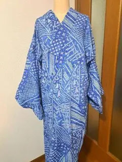 有松絞り 絞り浴衣 切り嵌め 幾何学模様