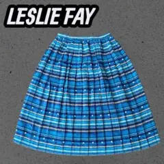 LESLIE FAY ボーダー柄 プリーツ フレアスカート　ビンテージスカートのサムネイル