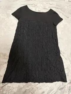 美品 TABASA タバサ レース切替 チュニック ワンピース 半袖 裏地付き