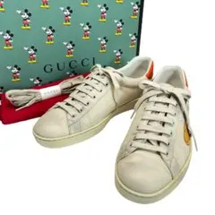 GUCCI スニーカー ディズニー コラボ 24cm相当 オフホワイト グッチ GUCCI グッチ Disney ディズニー コラボ レザー スニーカー