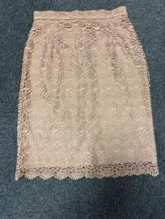 ユニクロ ピンク花柄レース タイトスカートL