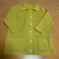 ライムグリーン ニットカーディガン　フリーサイズ
