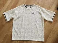 クロシェ風 花柄レースリブライン胸刺繍Tシャツ