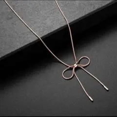 ネックレス ピンクゴールド サージカルステンレス 金アレ対応 【大人気】リボン