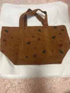 コーディロイ 茶色バッグ