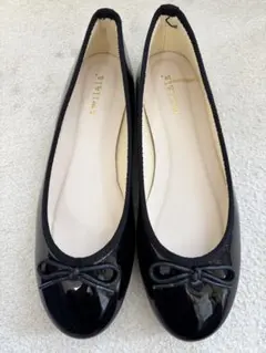 黒 リボン付きバレエシューズ Lサイズ