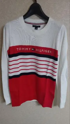 未使用 TOMMY HILFIGER ストライプ レディース 綿ニット ゴルフ