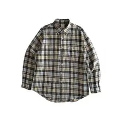 【希少】ブルックスブラザーズ 最高級リネン100% 長袖チェックシャツ Lサイズ