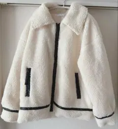 ボアジャケット ブルゾン M 白 アイボリー ホワイト