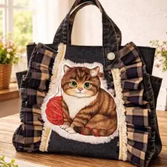 コヤンイサムチョン✴︎リトルヤーンハンターズ✴︎バック✴︎茶トラ猫✴︎デニムフリル