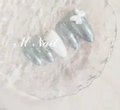 ブルー×ホワイト♡ジェルネイルチップ♡現品orサイズオーダー
