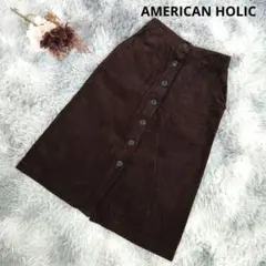 アメリカンホリック コーデュロイ タイトスカート ポケット ボタン カジュアル