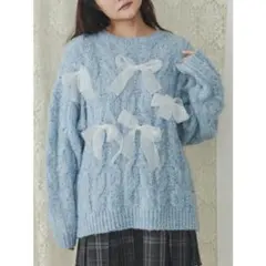merry jenny リボンがいっぱいニットブルーのサムネイル